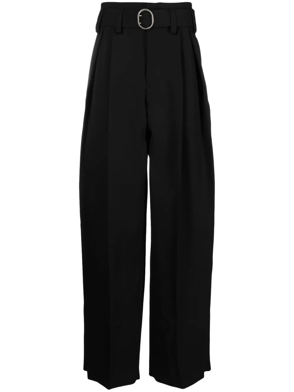 belted wide-leg wool trousers