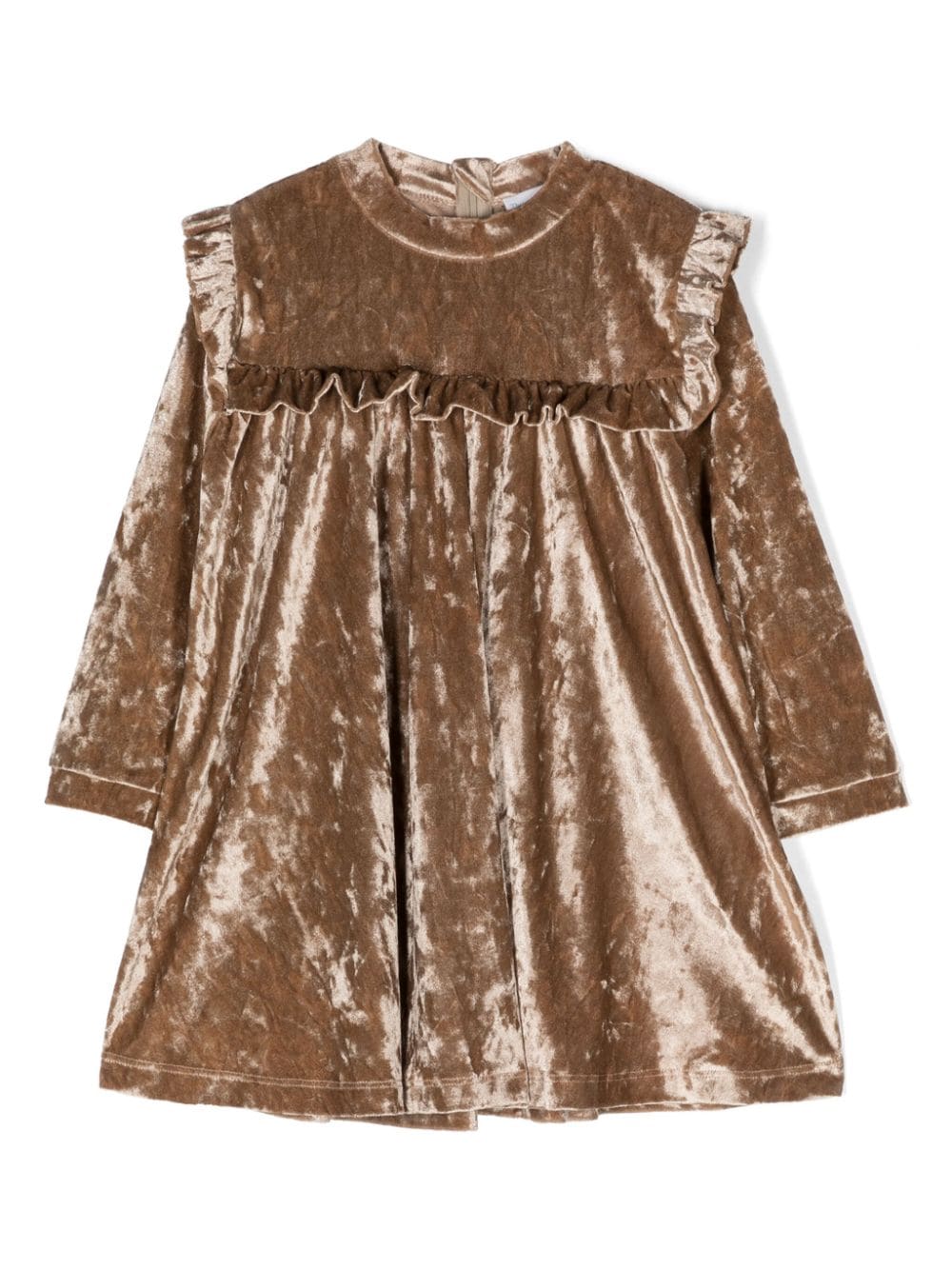 There Was One Kids' Ruffled Crushed Velvet Dress In Neutrals