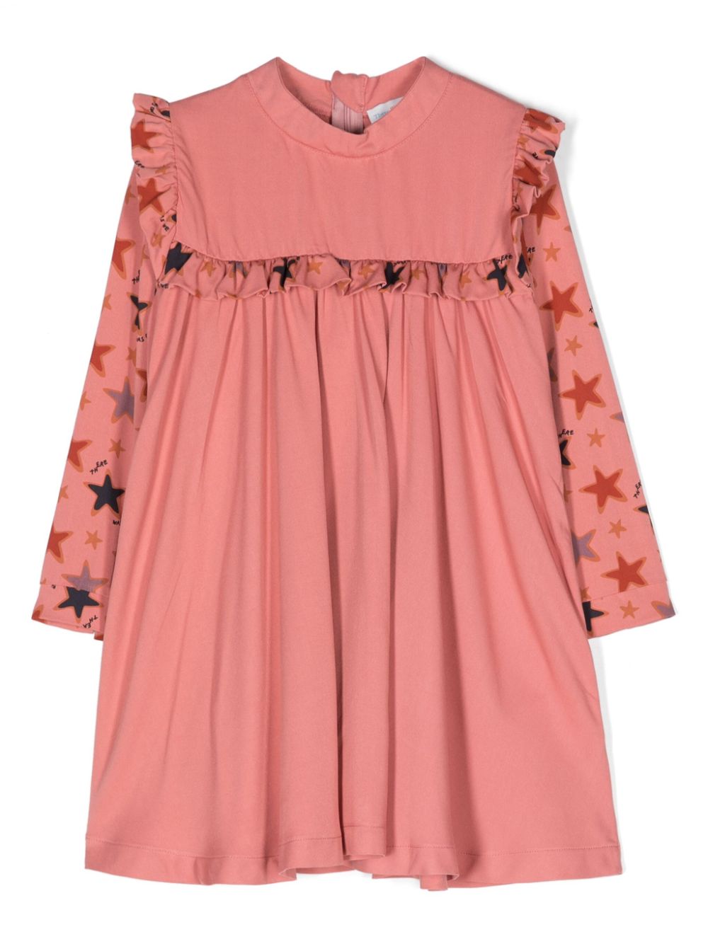 There Was One Kids' Star-print Ruffled Minidress In Pink