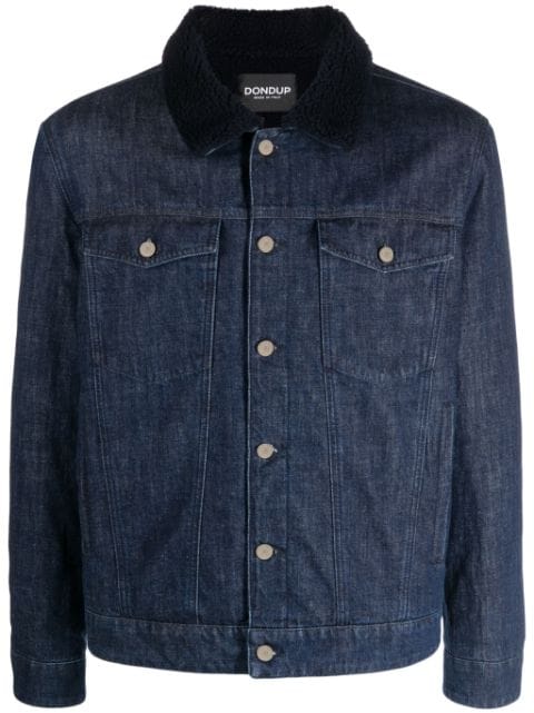 DONDUP fleece-collar button-up denim jacket