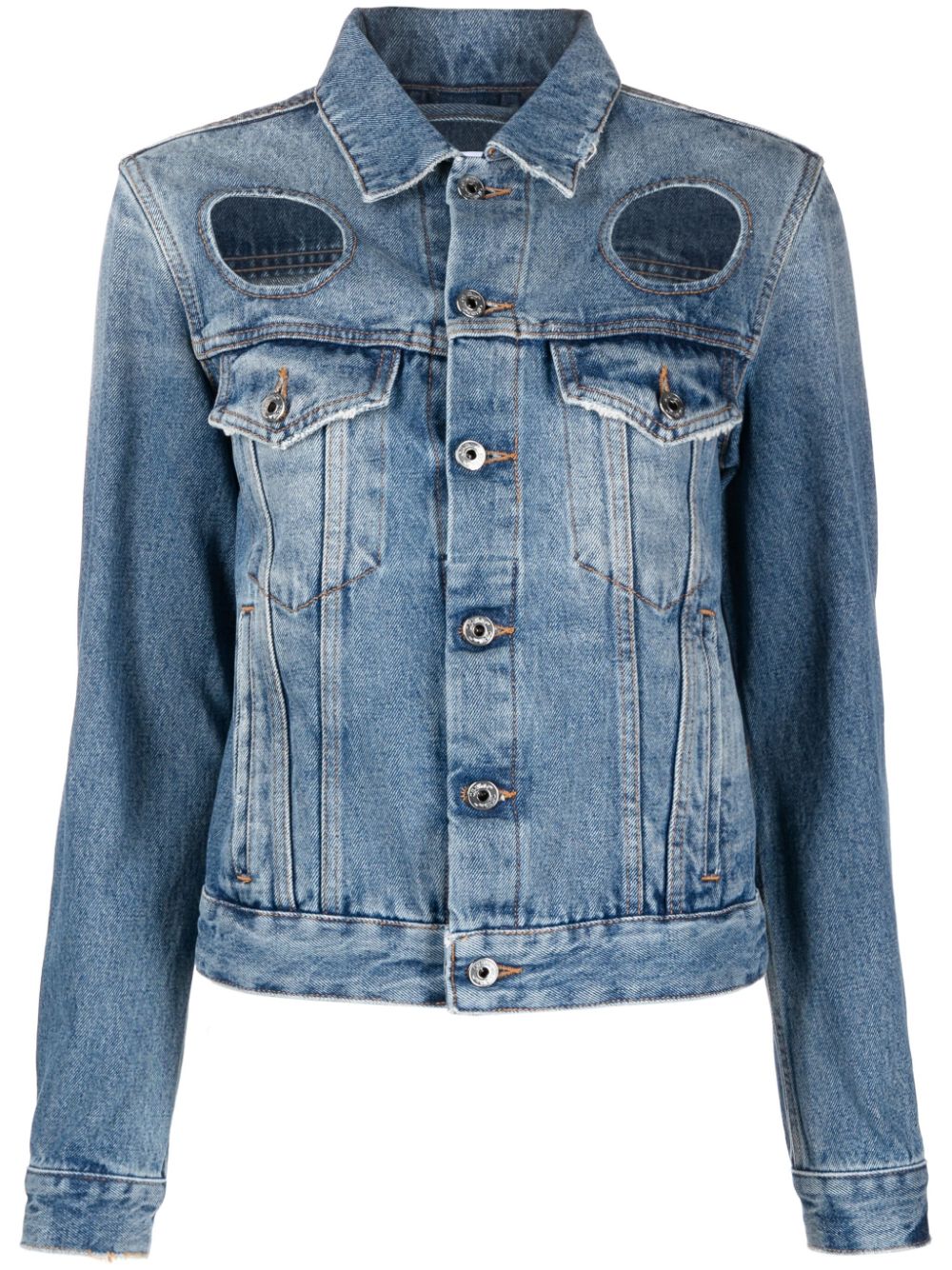 Shop Off-white Cut-out Denim Jacket In 蓝色