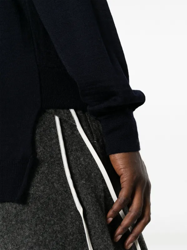 x Lacoste asymmetric wool cardigan in beige - Comme Des