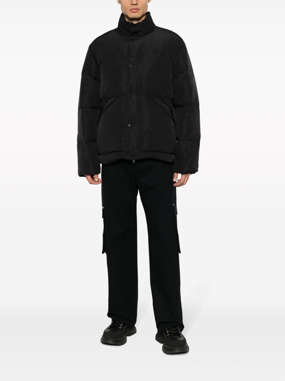 Shop Represent Tonal Logo-patch Padded Jacket In Black