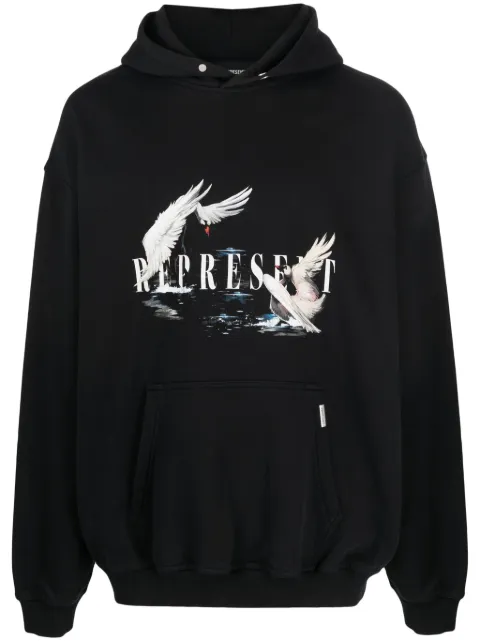 Represent logo-print cotton hoodie