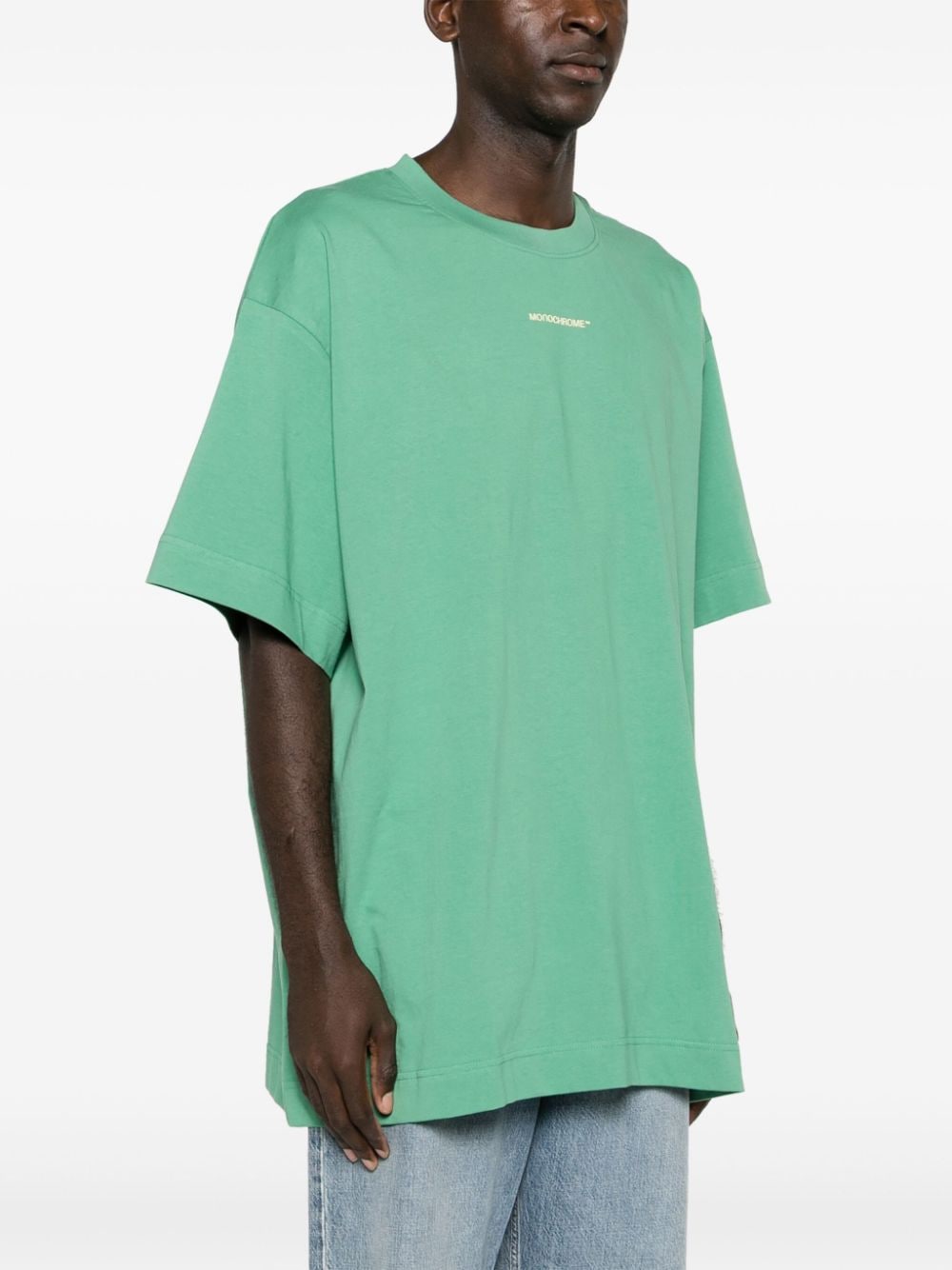 Shop Monochrome Logo-embossed Cotton T-shirt In Green