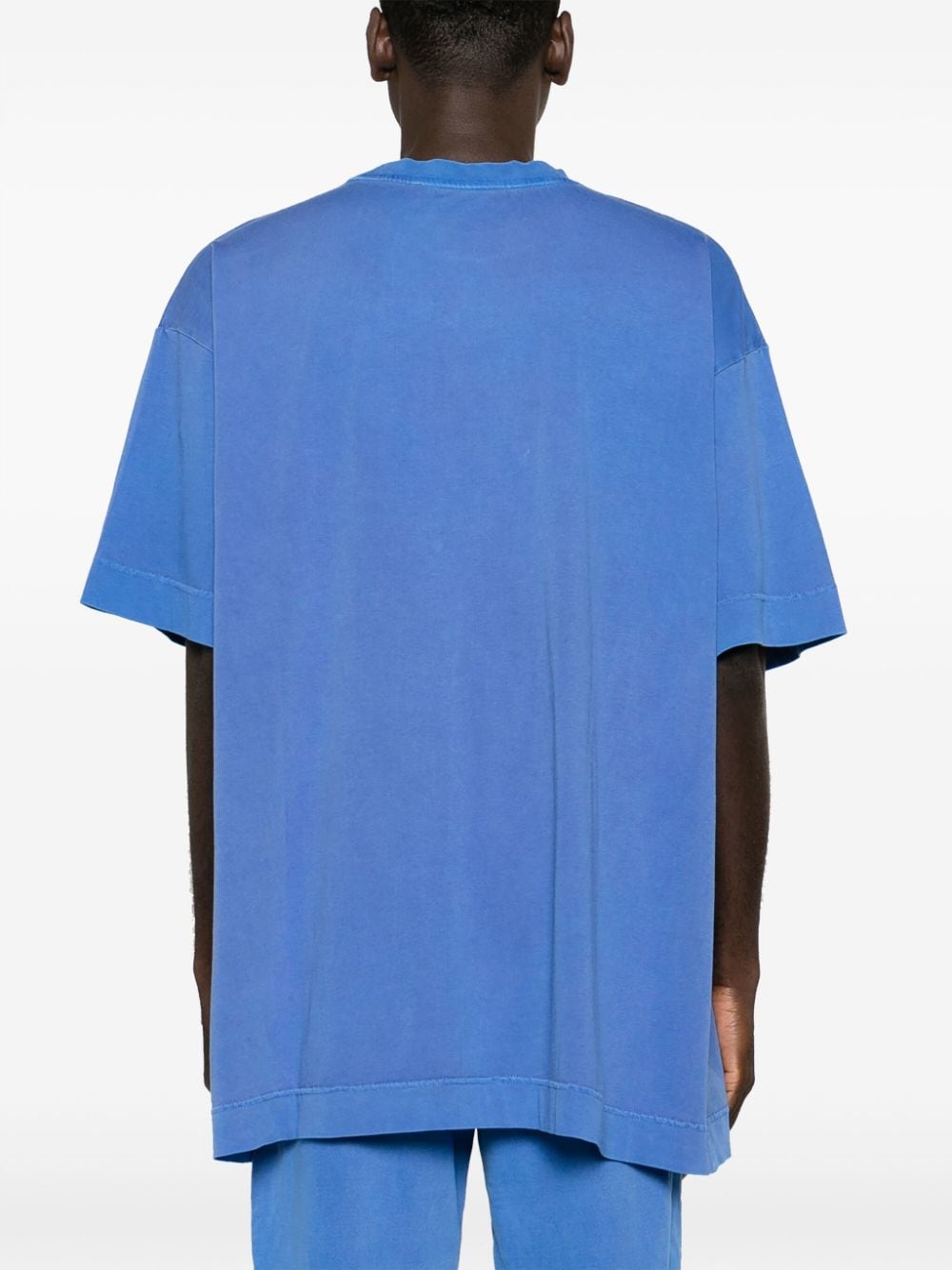 Shop Monochrome Logo-embossed Cotton T-shirt In Blue