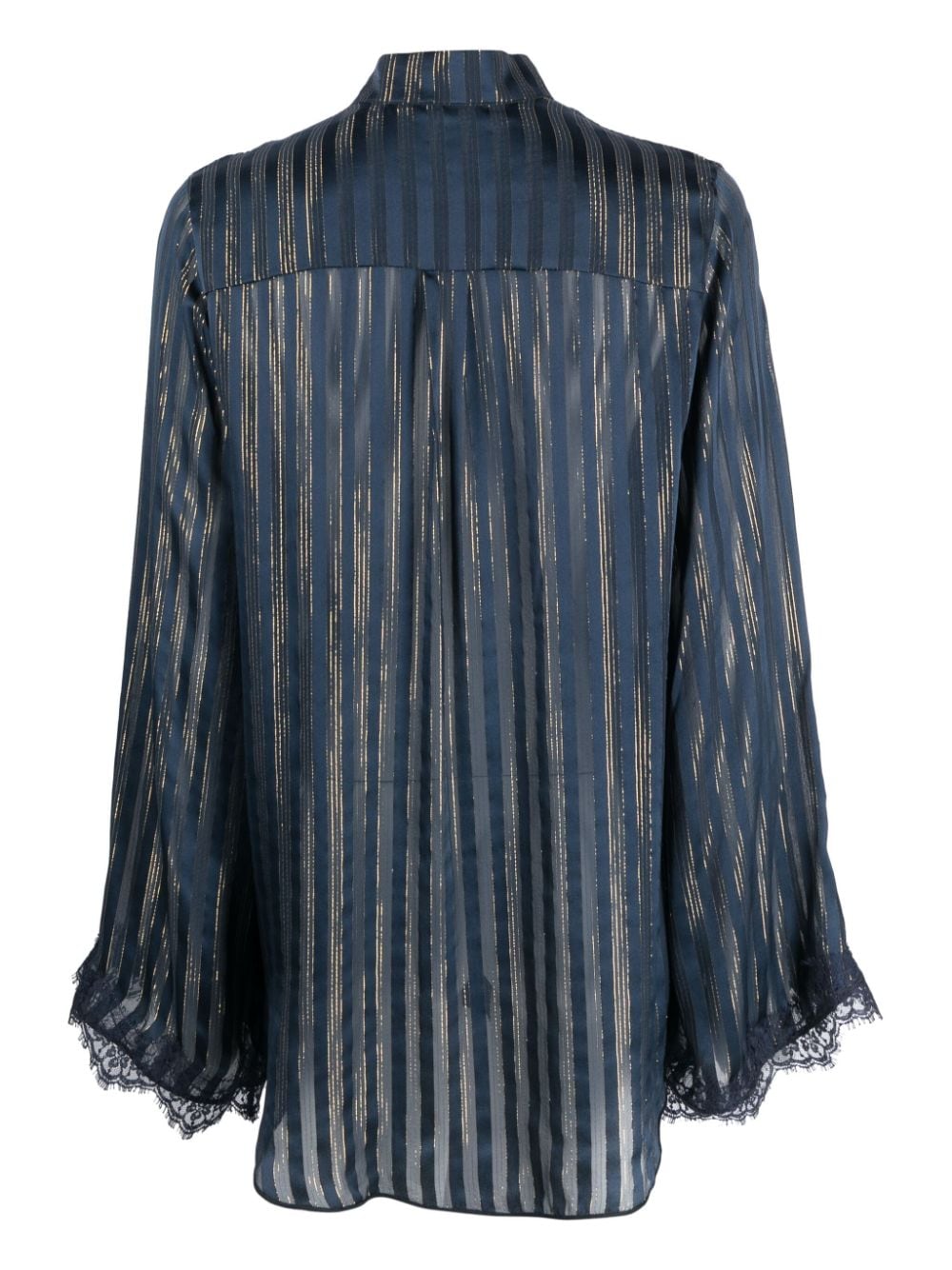 Oséree lace-trim lurex pyjama shirt - Blauw