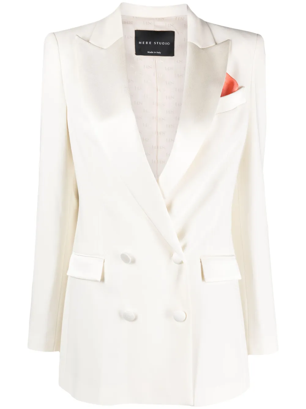 Hebe Studio Bianca satin-trim cady blazer