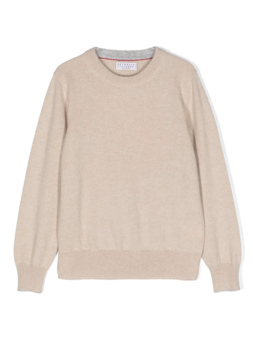Brunello Cucinelli Kids' Ribbed Cashmere V-neck Jumper In Neutrals