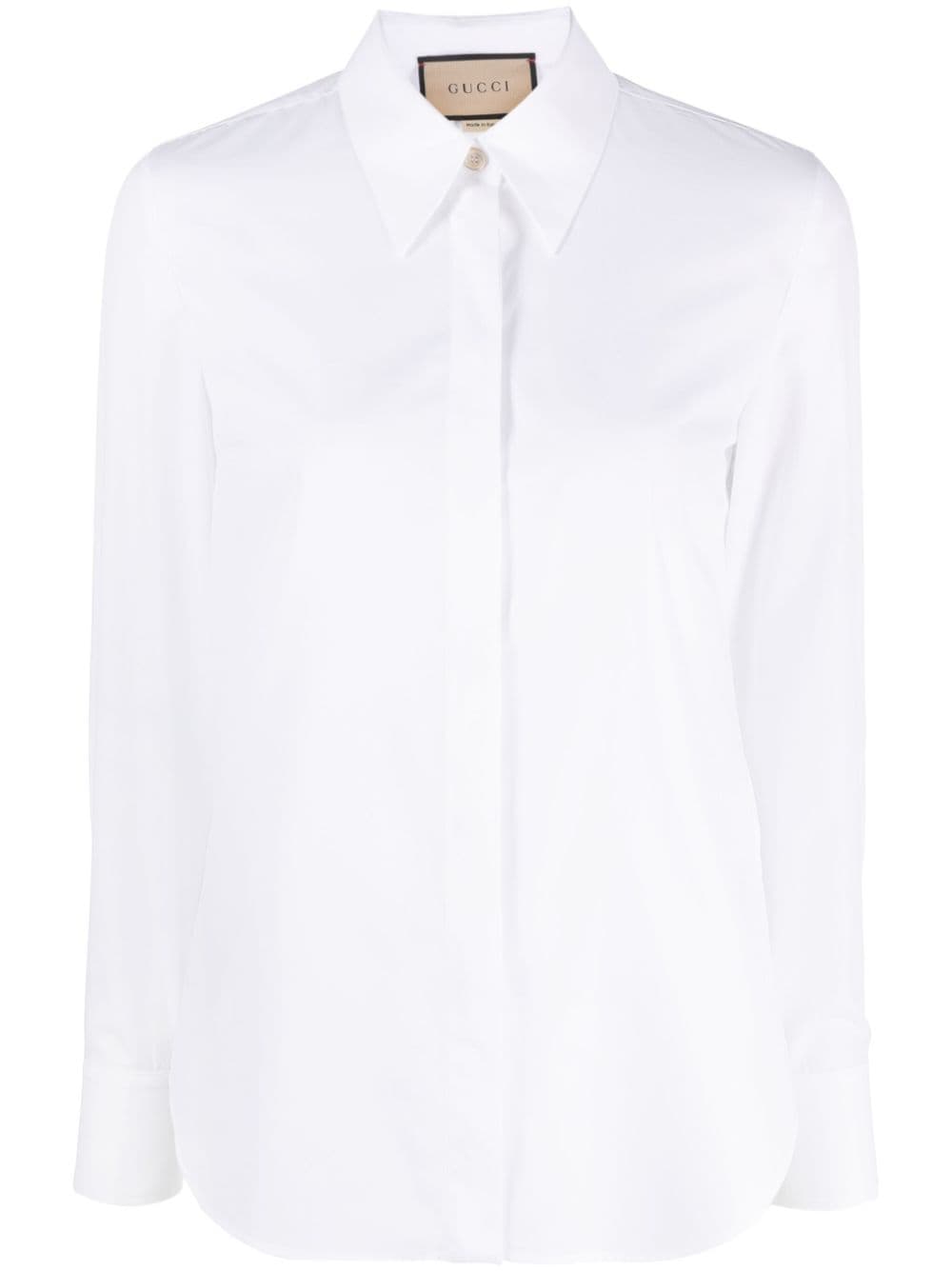 Gucci logo-embroidered cotton shirt - Bianco