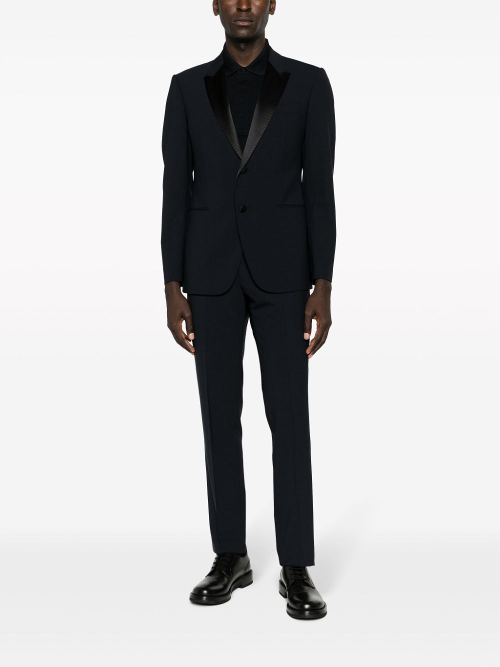 Shop Emporio Armani Peak-lapels Wool Blend Suit In 蓝色