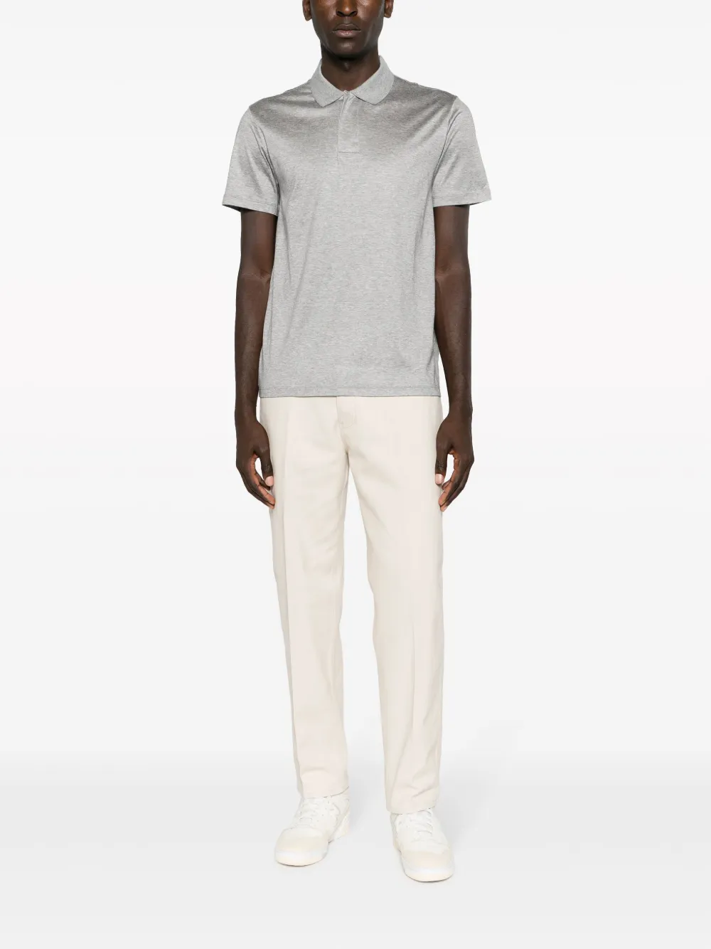 Emporio Armani logo-patch polo shirt - Grijs