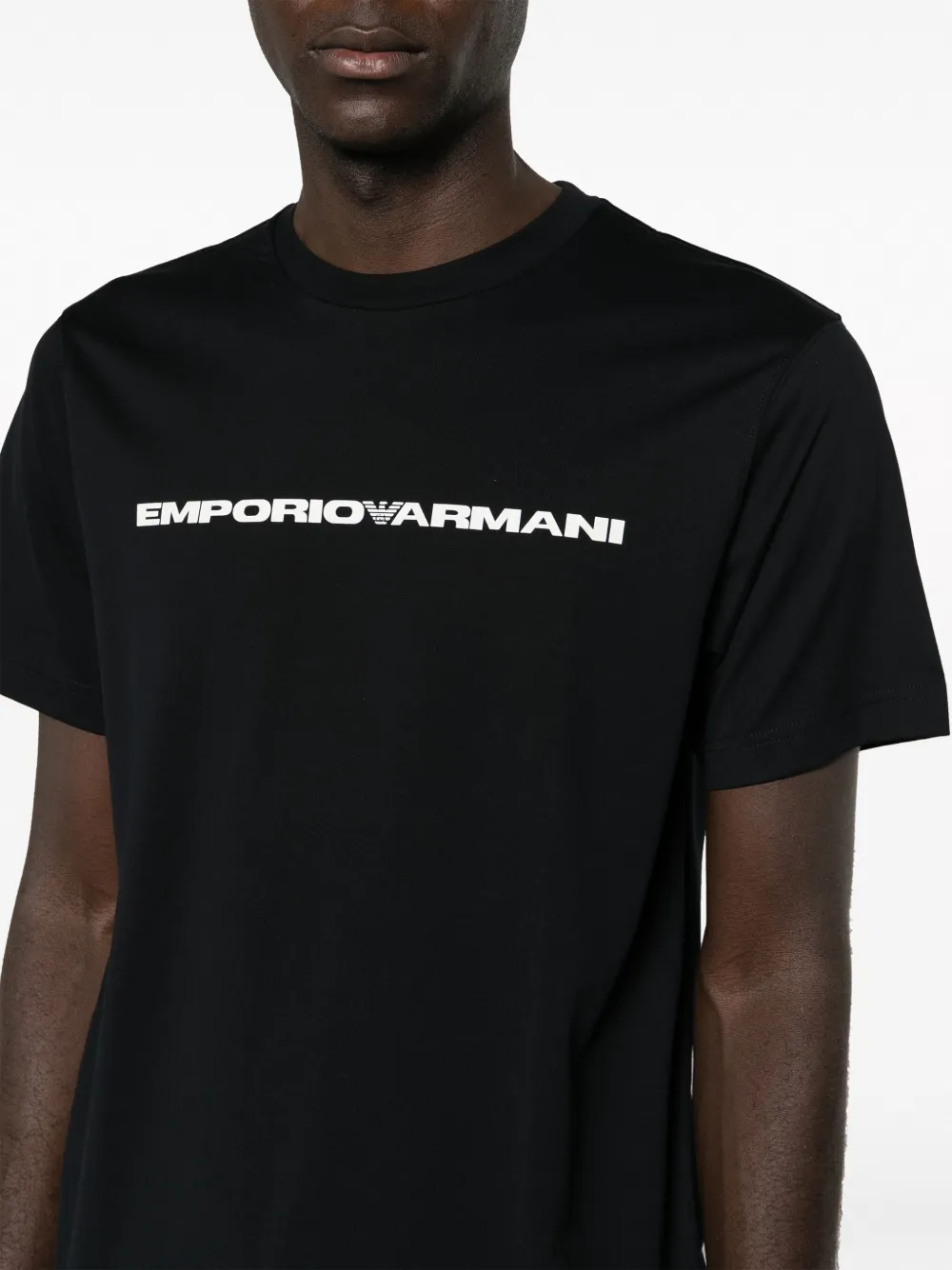 Shop Emporio Armani Logo-print Cotton T-shirt In White