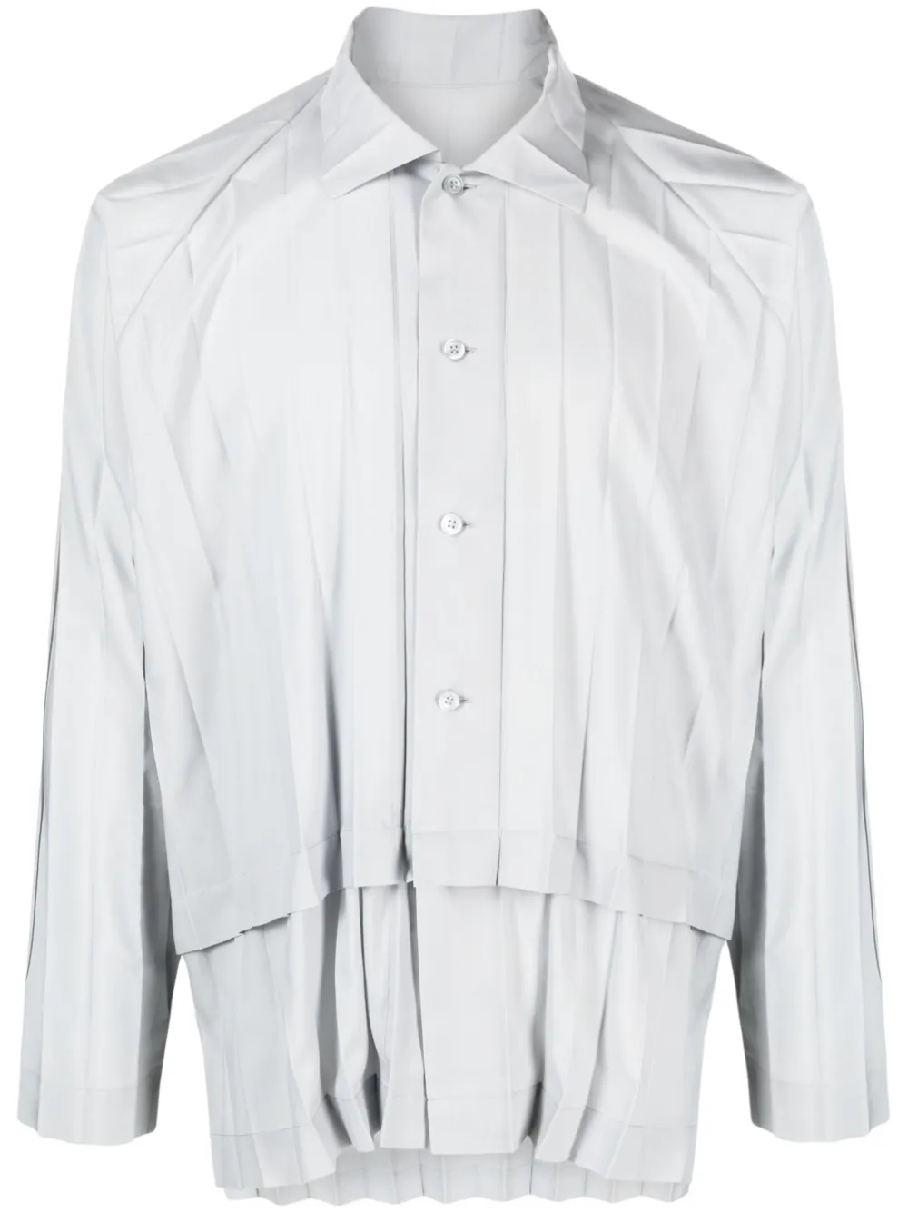 Shop Issey Miyake Edge Pleated Shirt In Blue