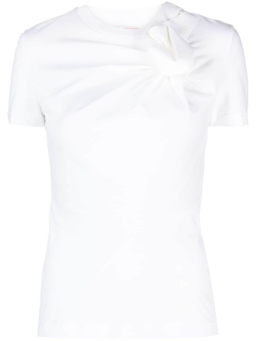 Shop Alexander Mcqueen Faux-flower Twisted T-shirt In White