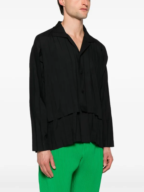 Homme Plissé Issey Miyake Camisa Plissada Com Sobreposição | Preto