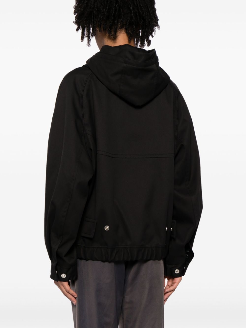 Shop Songzio Panelled Hooded Jacket In Black