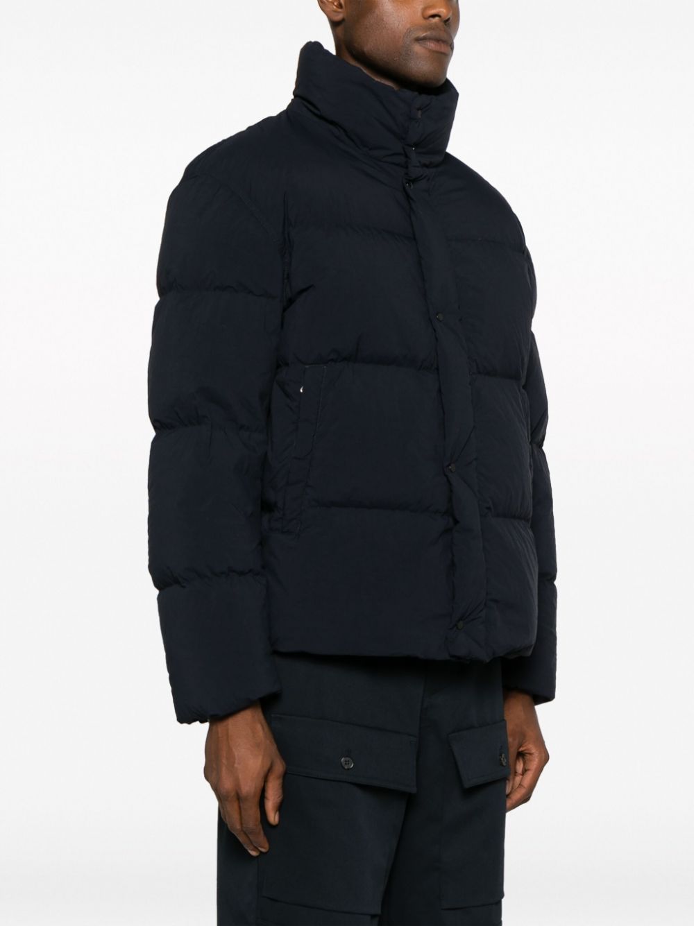 Shop Ten C Press-stud Down Puffer Jacket In Blau