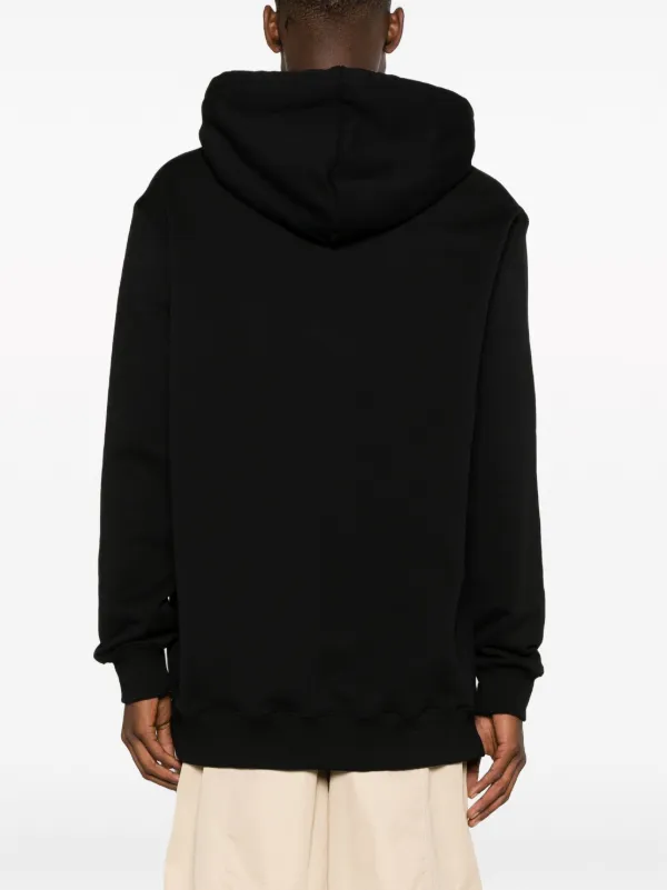 Lanvin logo-appliqué Cotton Hoodie | Black | FARFETCH