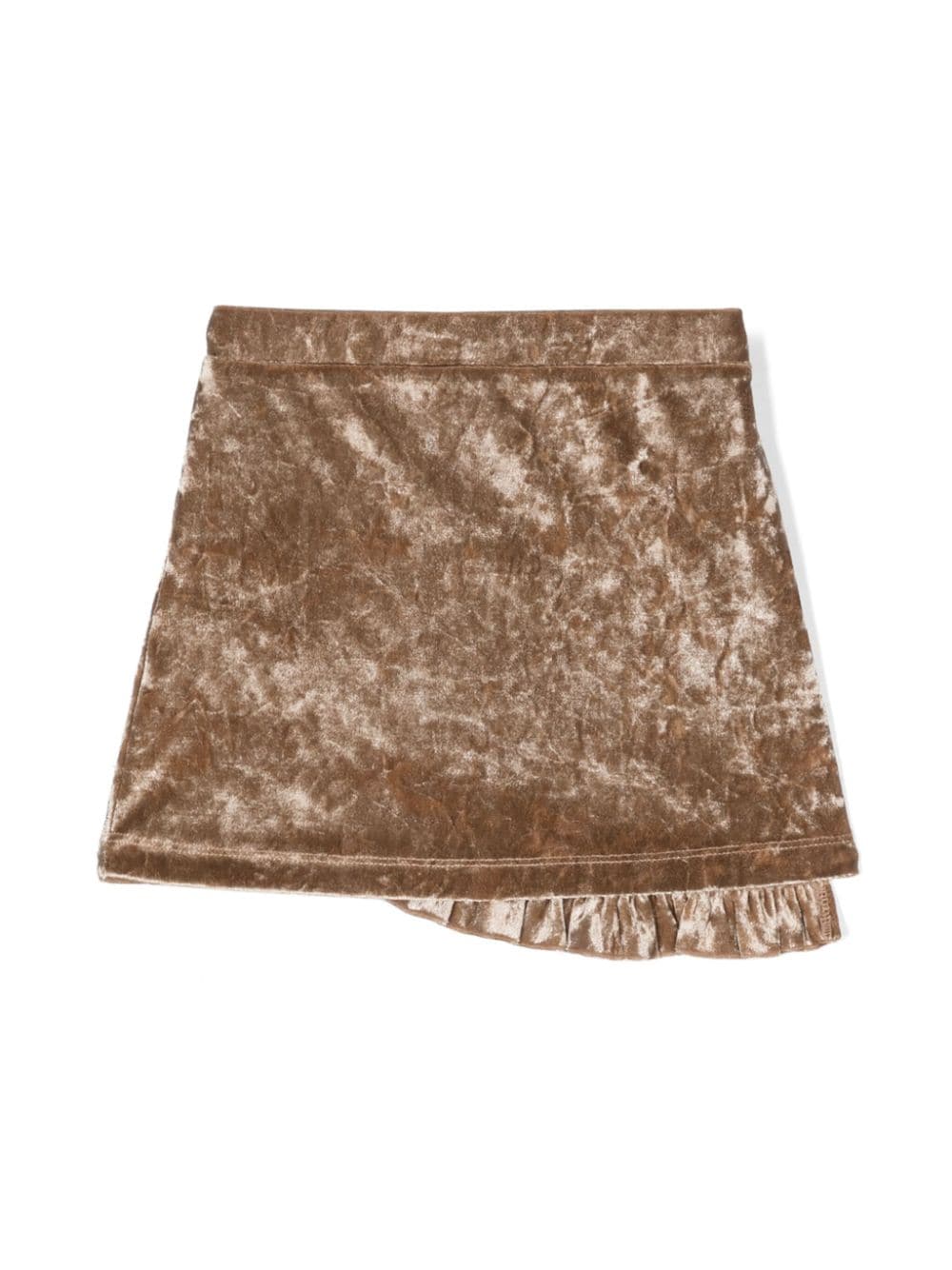 Shop There Was One Ruffled Crushed Velvet Wrap Skirt In Neutrals