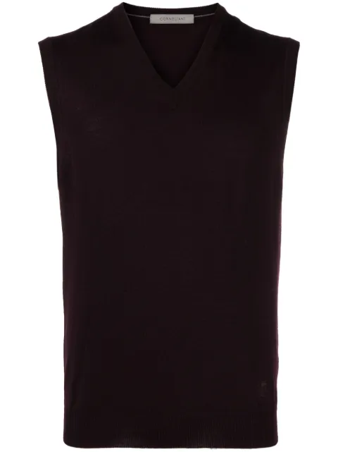 Corneliani logo-embroidered fine-knit vest