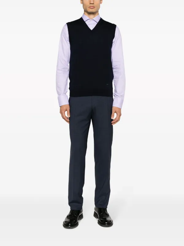 Corneliani logo embroidered fine knit Vest Farfetch