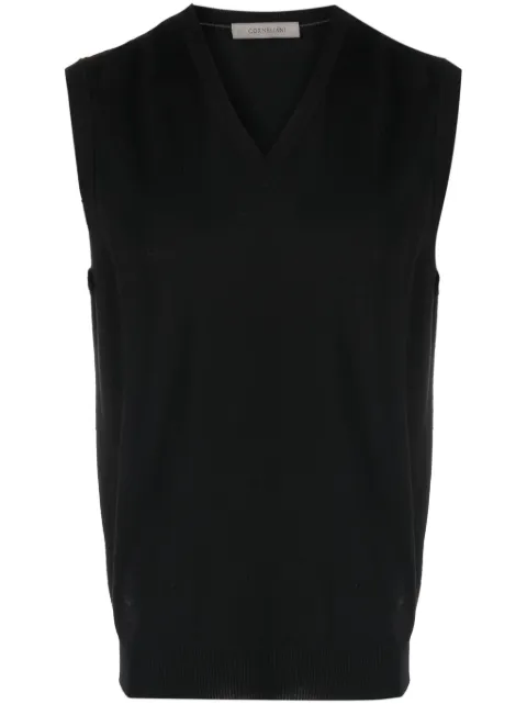 Corneliani logo-embroidered fine-knit vest