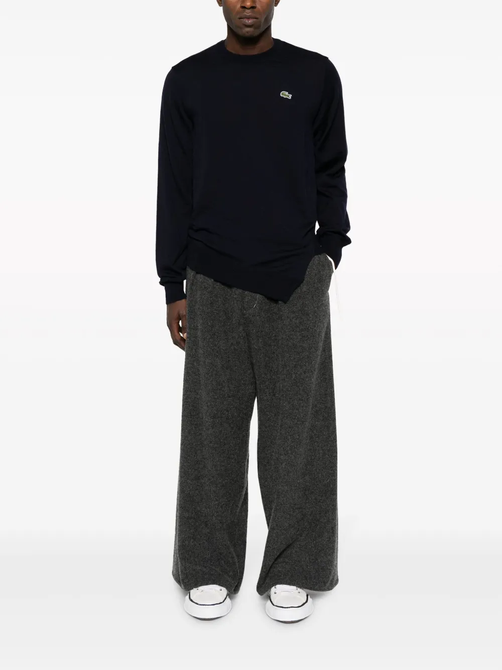 Comme Des Garçons x Lacoste asymmetric wool jumper - Blauw