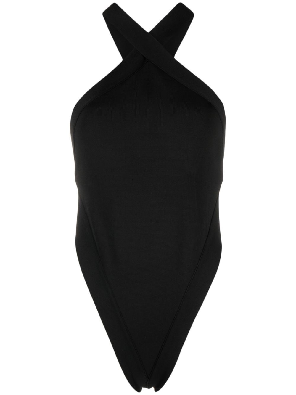 Shop Saint Laurent Cut-out Halterneck Bodysuit In Black