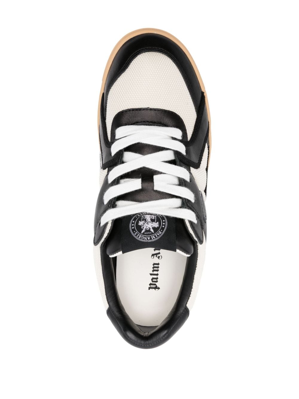 Shop Palm Angels University Panelled Leather Sneakers In White
