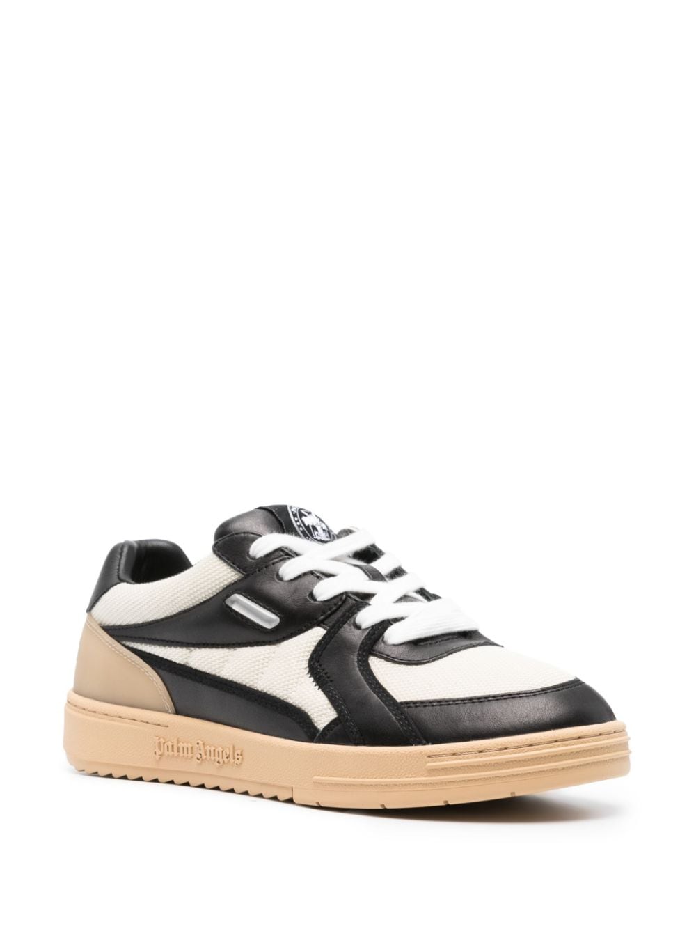 Shop Palm Angels University Panelled Leather Sneakers In White