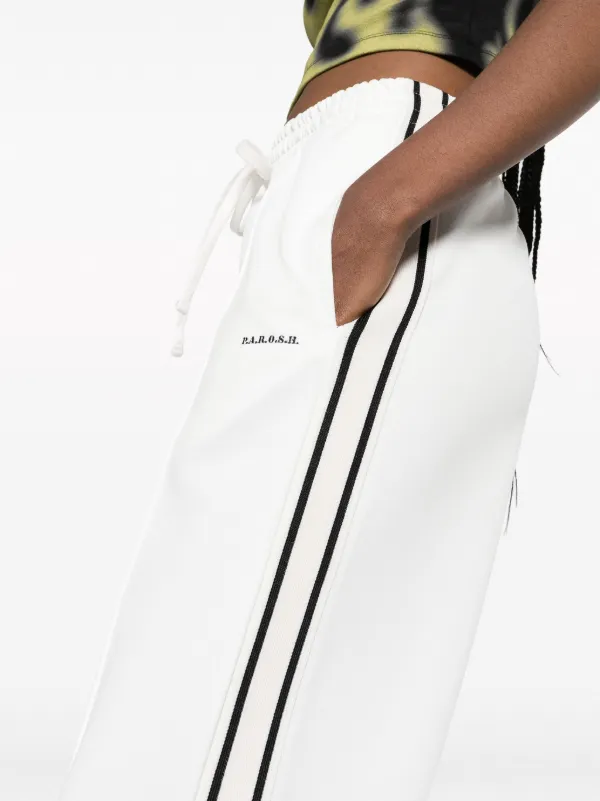 ボトムスその他 PAROSH Women Pants D231203CANYOX23001 White P.A.R.O.S.H. logo-embroidered Striped Track Pants | White