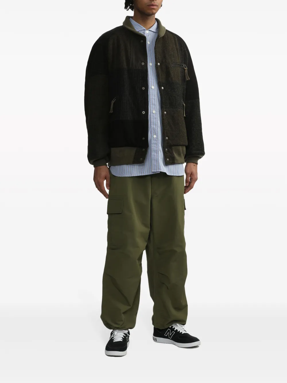 Shop Comme Des Garçons Homme Deux Patchwork Multiple-pocket Bomber Jacket In Green