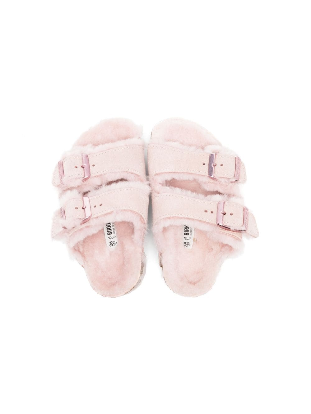 Shop Birkenstock Arizona Shearling Suede Sandals In Pink