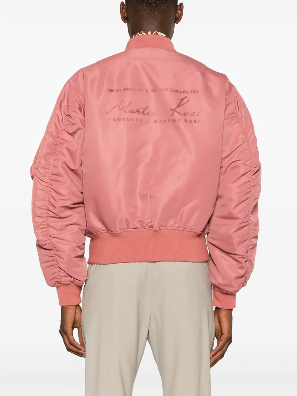 Shop Martine Rose Logo-print Padded Bomber Jacket In Pink