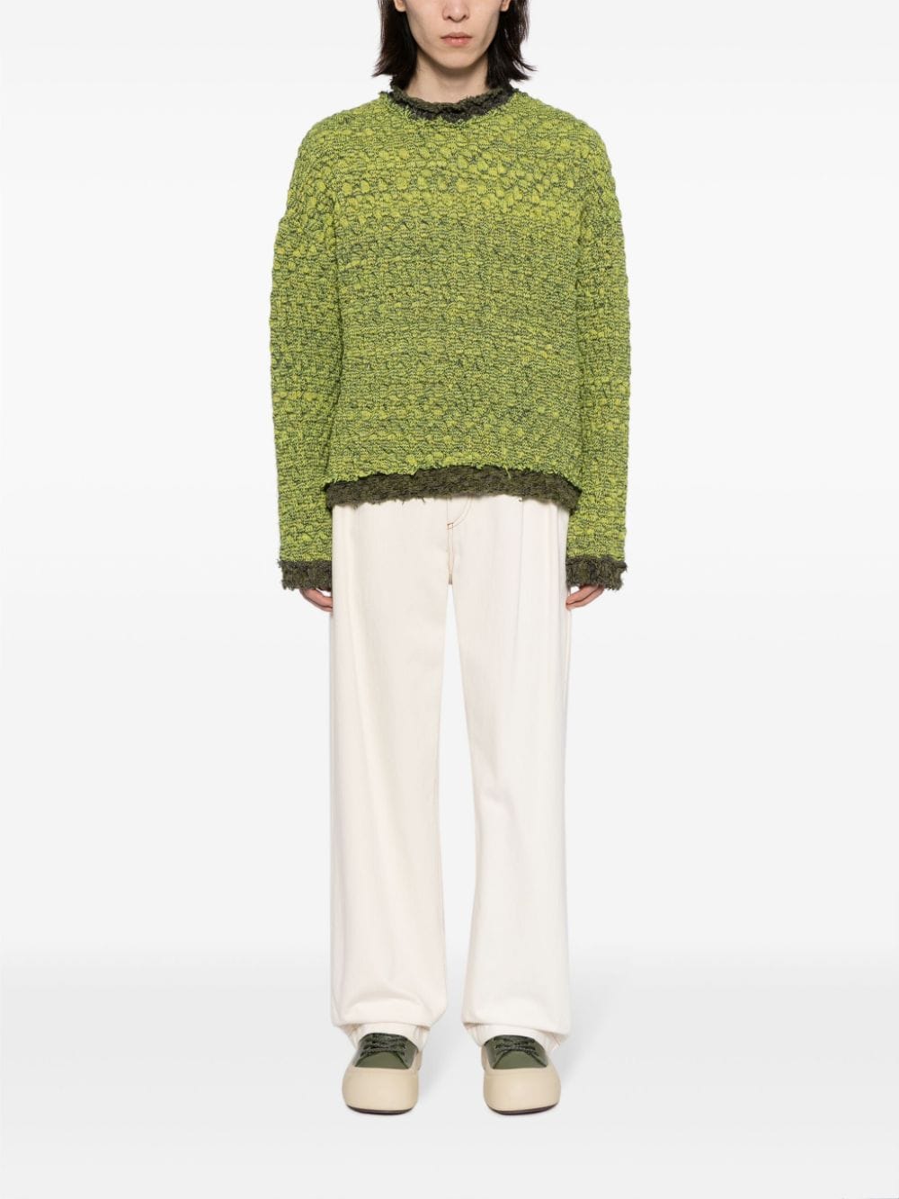 Shop Vitelli Intarsia-knit Logo Mélange Jumper In Green