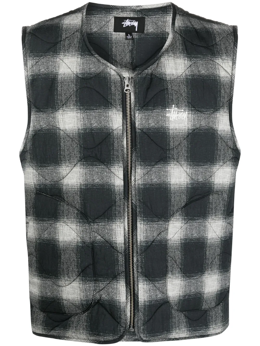 Stussy Plaid Nylon Liner Vest In Black | ModeSens