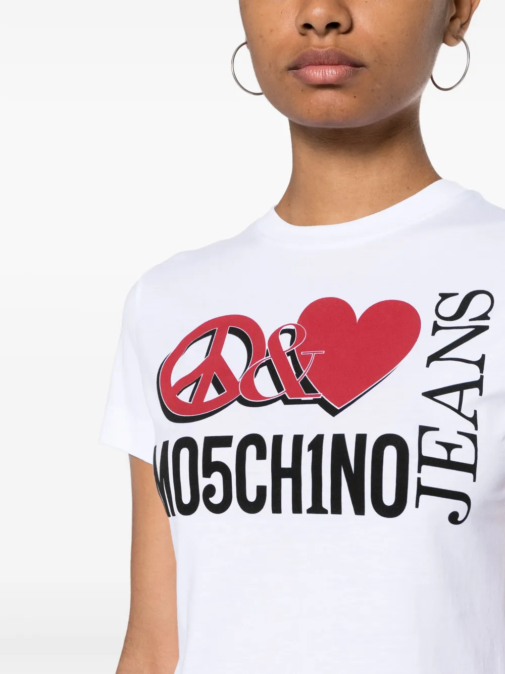 MOSCHINO JEANS T-shirt met logoprint Wit