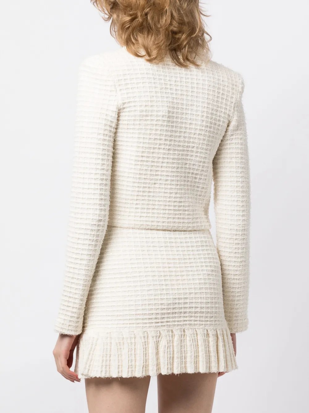 Self-Portrait Cropped textured-knit Jacket - Farfetch