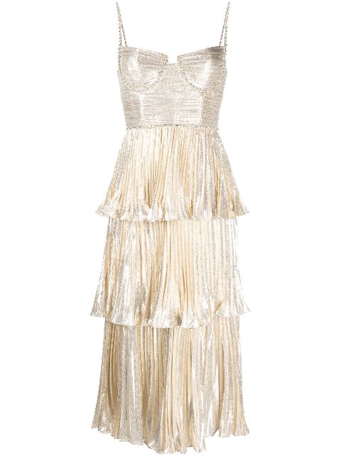 Self-Portrait metallic tiered midi dress