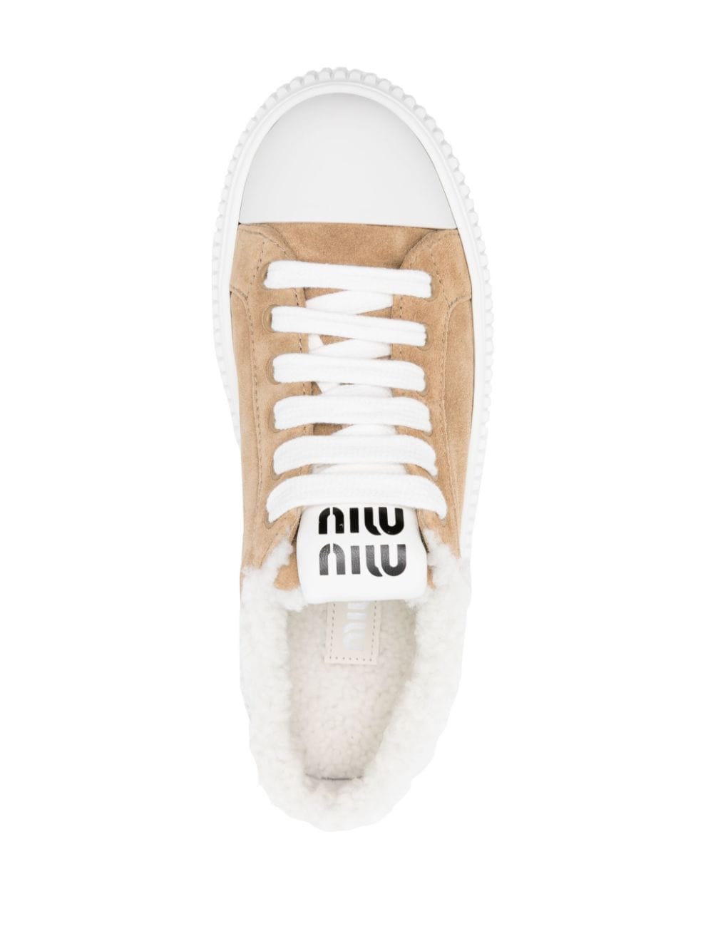 MIU MIU SHEARLING-LINED SUEDE SNEAKERS 