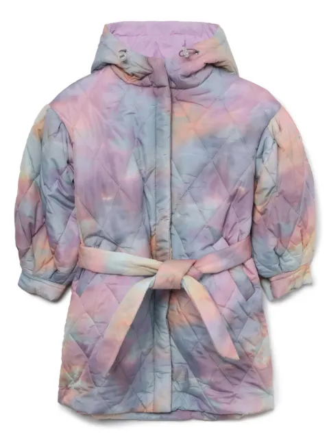 Raspberry Plum tie dye-print quilted coat