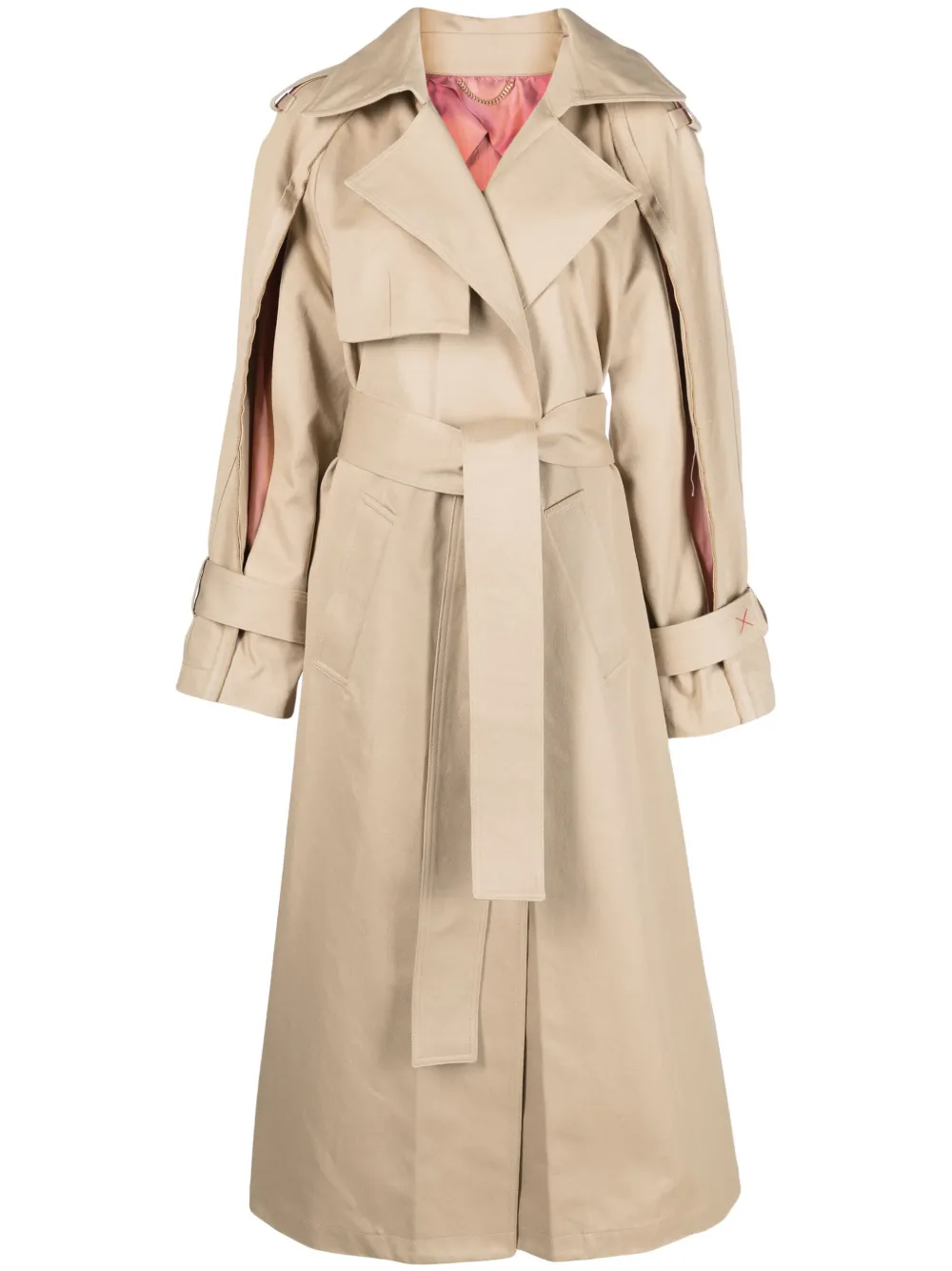 VICTORIA BECKHAM PLEAT-DETAIL FLUID TRENCH COAT