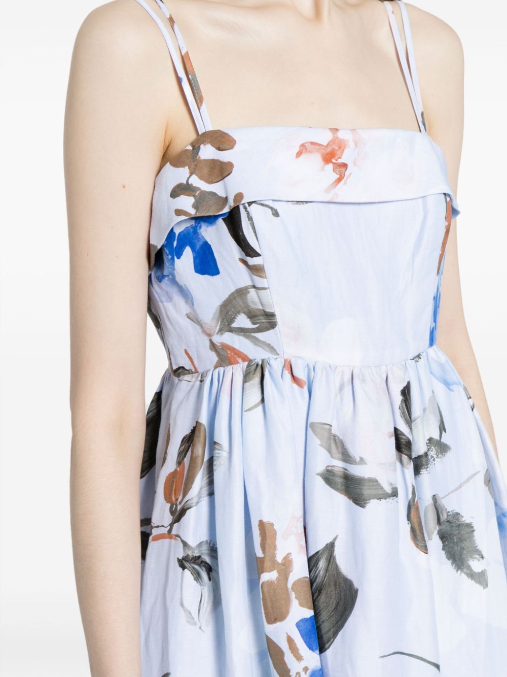 Shop Aje Untamed Floral-print Midi Dress In Blue