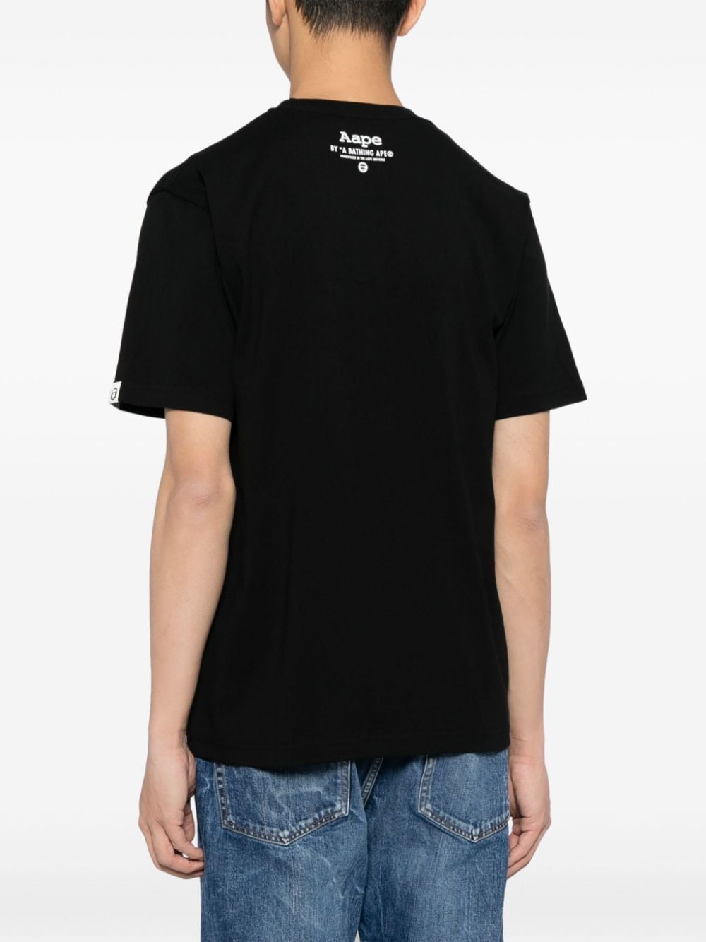 Shop Aape By A Bathing Ape Og Moonface Cotton T-shirt In Black