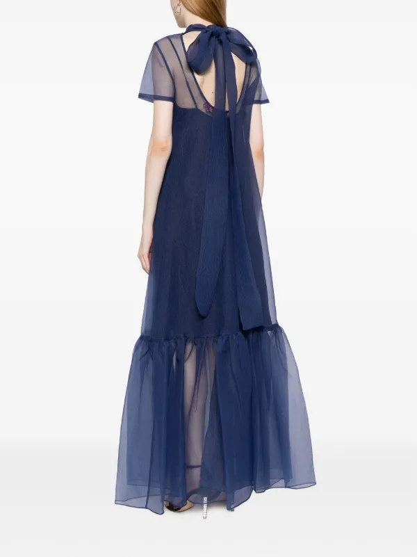 staud blue organza dress Calluna floral organza maxi dress in blue - Staud