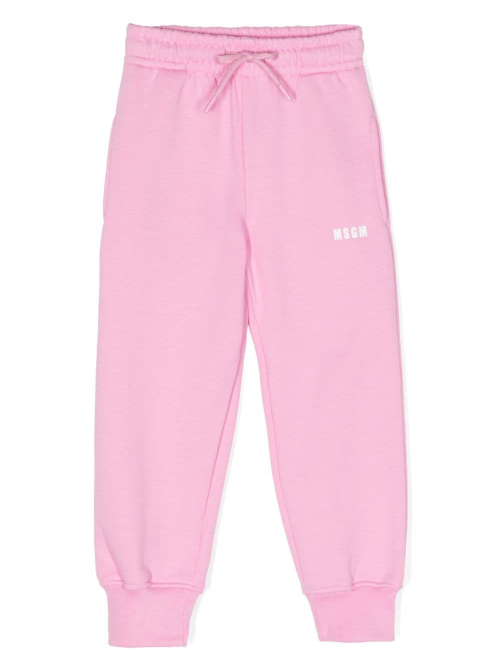 Msgm Kids' Logo-print Cotton Track Pants In Pink