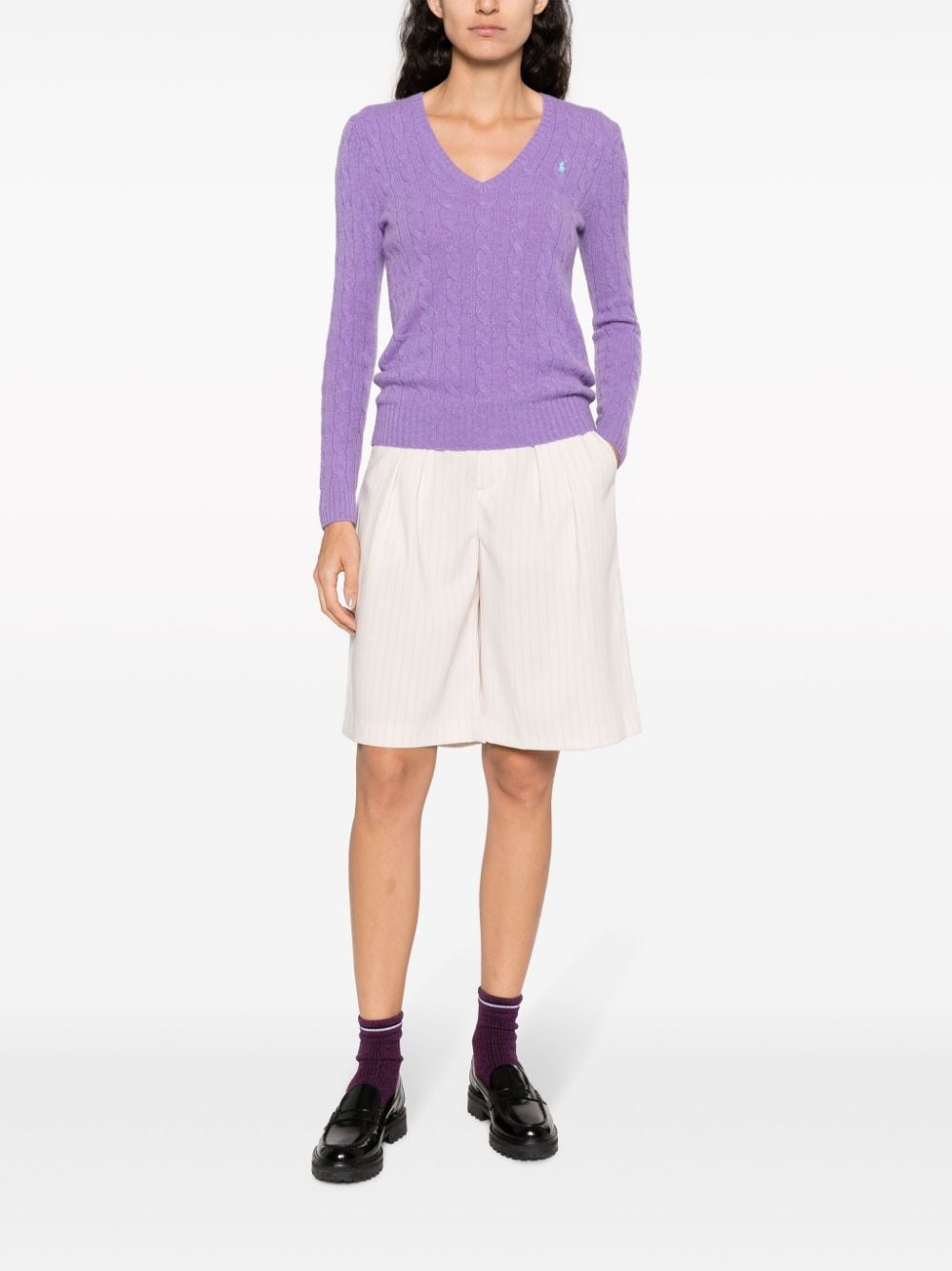 Polo Ralph Lauren cable-knit V-neck jumper - Paars