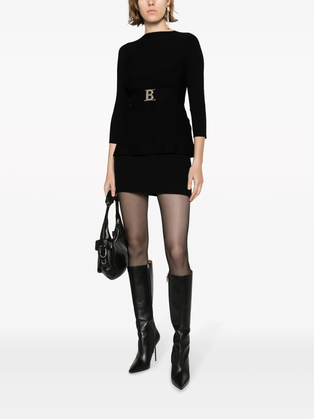 Blugirl logo-belt peplum blouse - Zwart