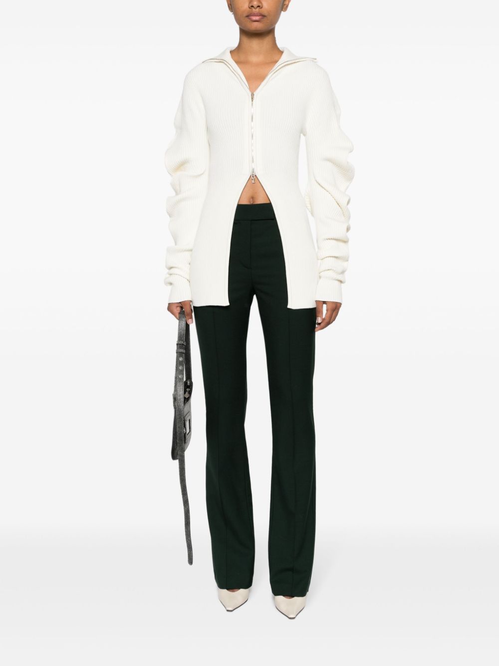 Shop Helmut Lang Mid-rise Straight-leg Trousers In Green
